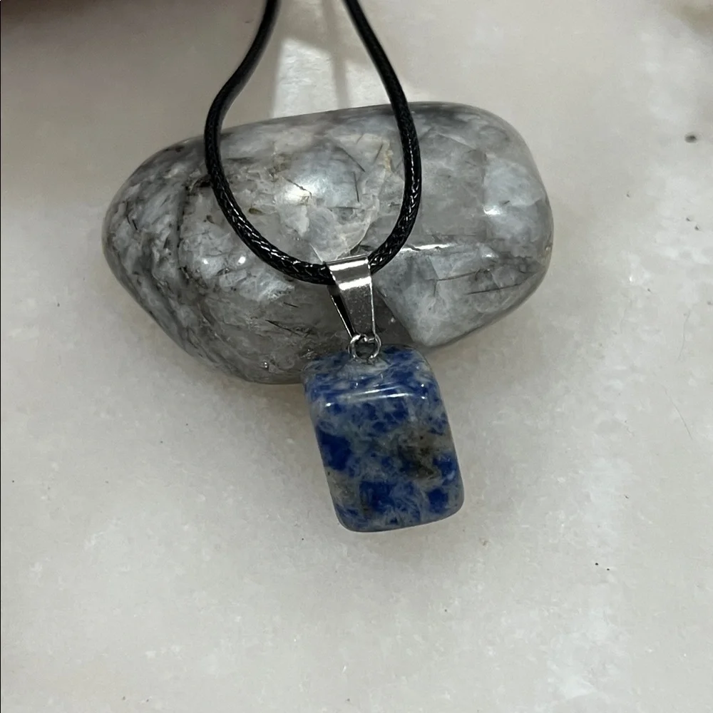 Sodalite Gemstone Polished Shaped Pendant Necklace